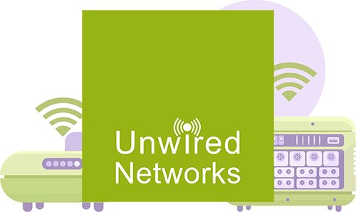 Illustration of Routers and Unwired Logo
