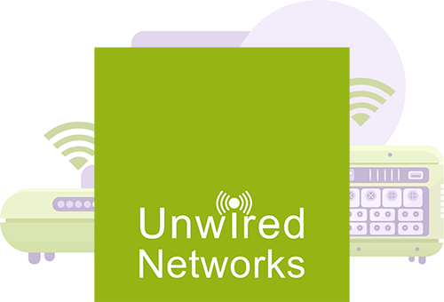 Illustration of Routers and Unwired Logo
