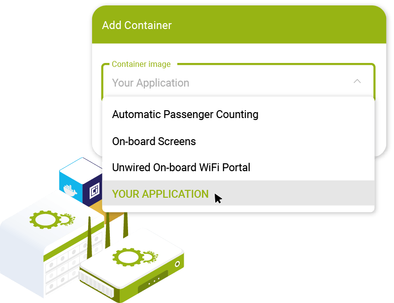 Unwired Edge Cloud OS devices with container virtualization drop down menu